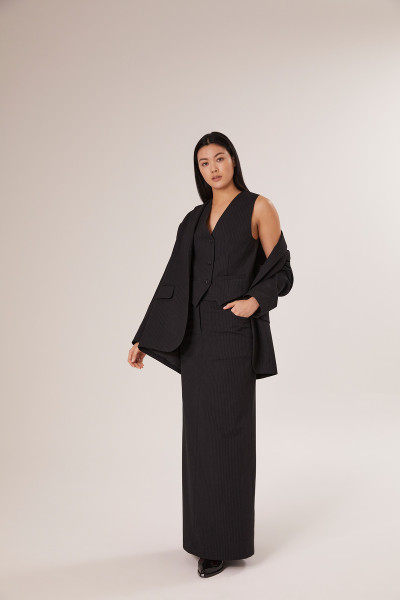 Sosue Pinstripe Skirt Black Günstiger Verkauf