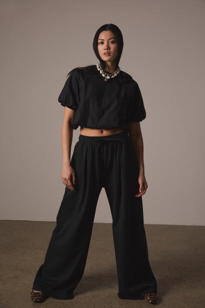 Sosue Pants Pinstripe Black Sonderangebot