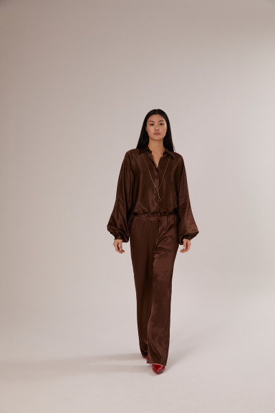 Sosue Pants Satin Shiny Brown Weihnachtsangebot