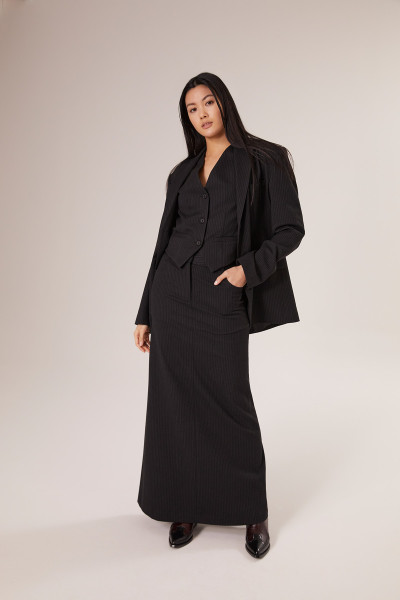 Sosue Pinstripe Blazer Black Kostenlose Rückgabe