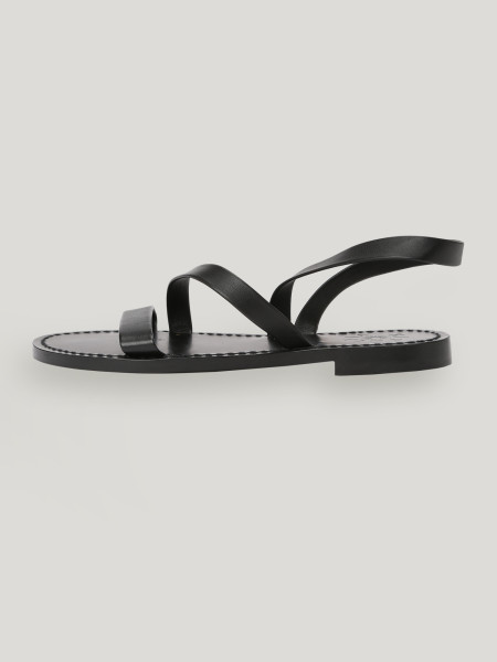 Sosue Flache Sandalen aus Leder Black NEW Nur noch ein Tag übrig