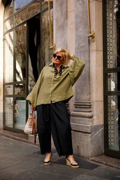 Sosue Bluse Antonia Linen Olive Auslauf