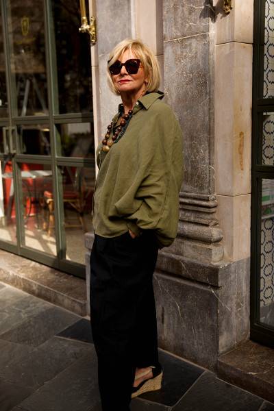 Sosue Bluse Antonia Linen Olive Auslauf