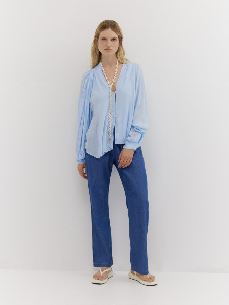 Sosue Bluse Ibiza Light Blue Verkauf