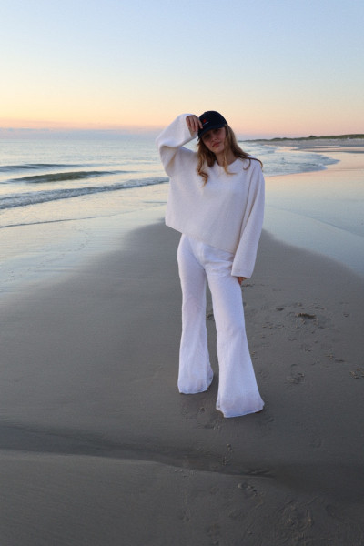 Sosue Rip Round Neck Pullover Off White Valentinstagsangebot