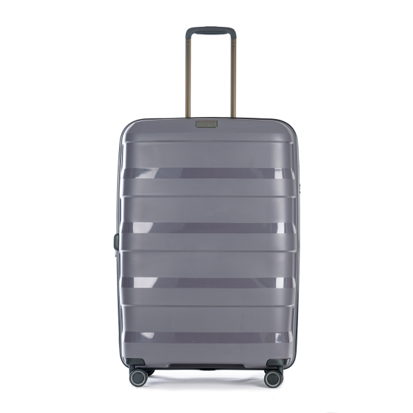 Stratic Straw + - Hartschalen Koffer L (75 cm), 4 Doppelrollen, TSA Schloss, Reißverschlussvariante, Erweiterungsfalte dark grey Outlet