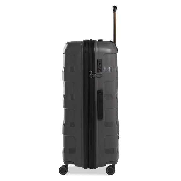 Stratic Straw + - Hartschalen Koffer L (75 cm), 4 Doppelrollen, TSA Schloss, Reißverschlussvariante, Erweiterungsfalte dark grey Outlet