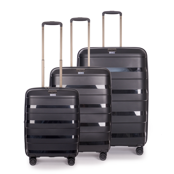 Stratic STRAW + - Koffer-Set 3-teilig Hartschalen-Koffer (S, M, L), 4 Rollen, TSA Schloss, umweltfreundlich black Flash Sale