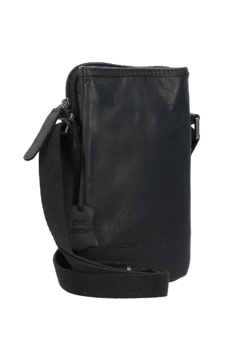 GREEN BURRY Pure Black Pure Black Handytasche Leder 11 cm Online Outlet