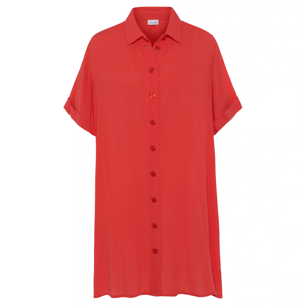 LASCANA Longbluse mit Knopfleiste Kurzarmbluse Blusenkleid sommerlich Riesige Rabatte