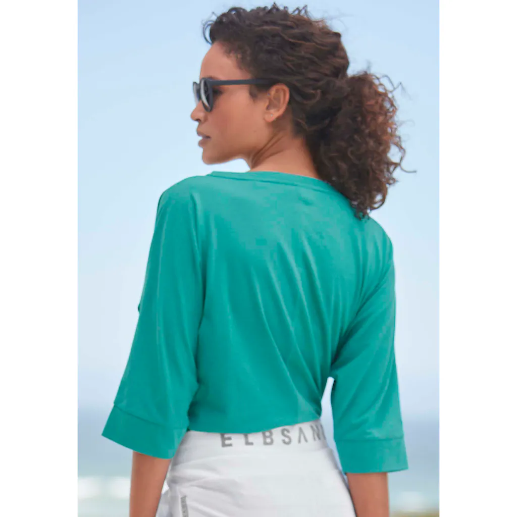 Elbsand 3/4-Arm-Shirt mit Logodruck Baumwoll-Mix lockere Passform Black Friday Preise