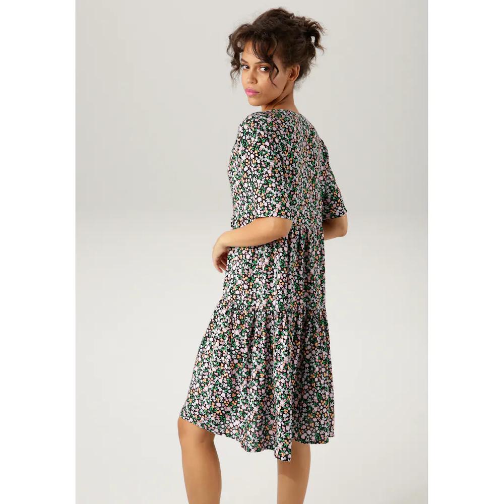 Aniston CASUAL Sommerkleid mit buntem Minimal-Blumendruck Rabatte dieses Monats