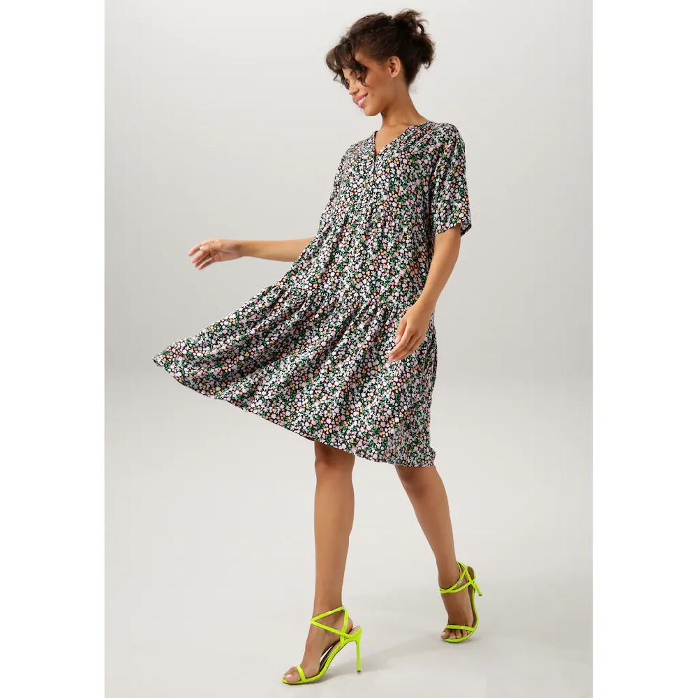 Aniston CASUAL Sommerkleid mit buntem Minimal-Blumendruck Rabatte dieses Monats