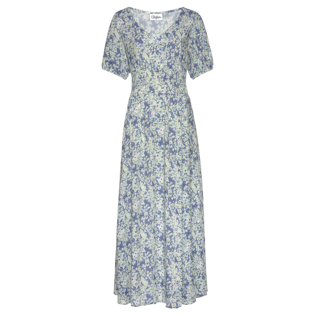 Buffalo Maxikleid mit zartem Blumendruck und V-Ausschnitt Sommerkleid Strandkleid Fabrikverkauf