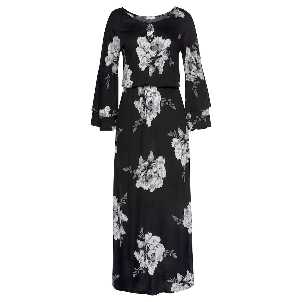 LASCANA Maxikleid mit Blumenprint und Schulter-Cut-Outs Sommerkleid mit Schlitz Fabrik Onlineshop