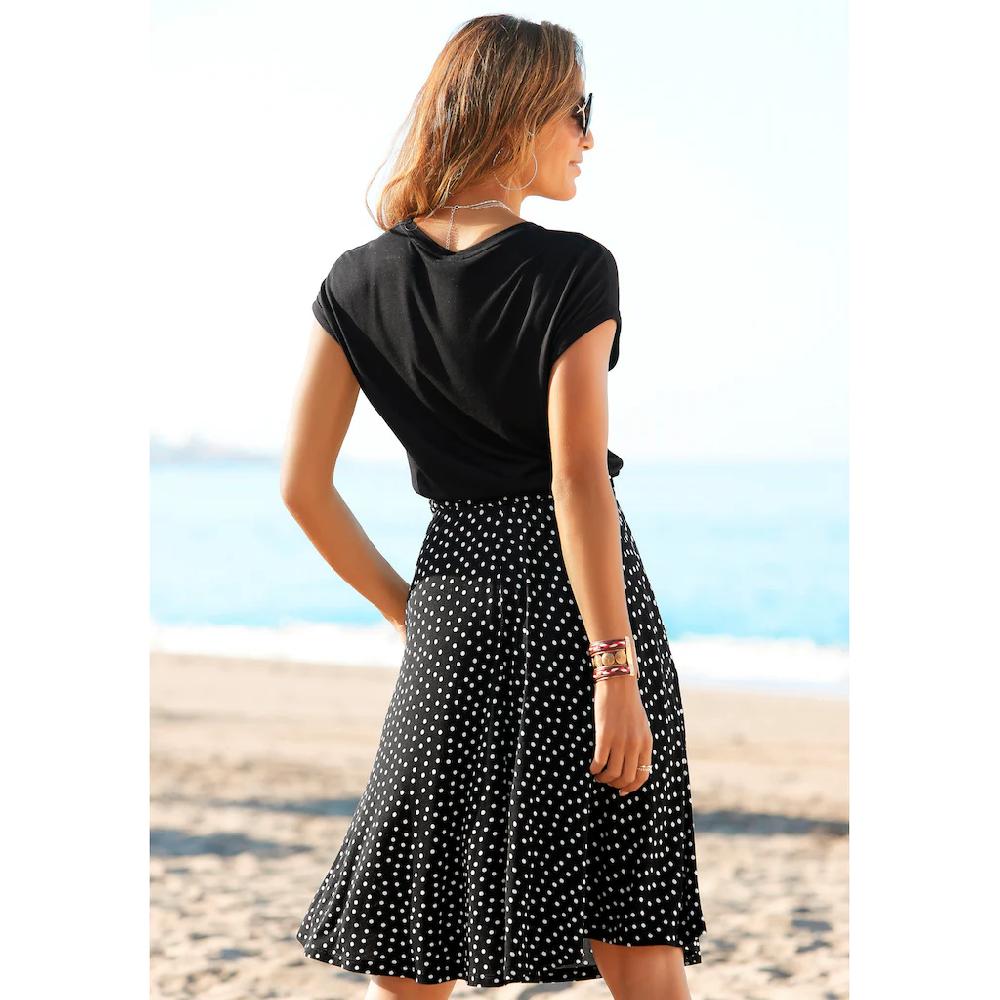 Beachtime Jerseykleid mit Paperbag-Bund und Taschen Druckkleid sommerlich elegant Begrenztes Angebot