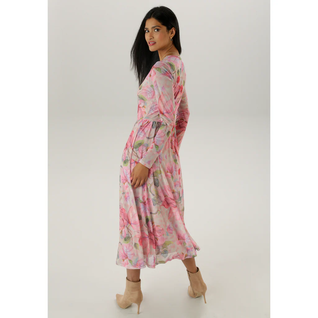 Aniston SELECTED Midikleid in Mesh-Qualität und floralem Muster - NEUE KOLLEKTION Jubiläumsangebot