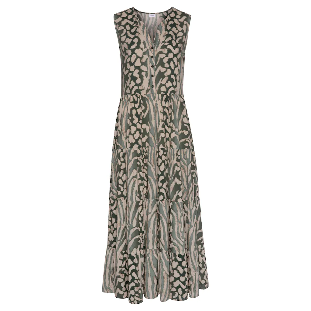 LASCANA Maxikleid mit Animalprint und Knopfleiste Sommerkleid Strandkleid Neueste Mode