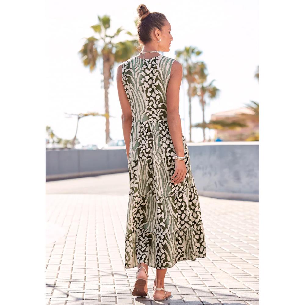 LASCANA Maxikleid mit Animalprint und Knopfleiste Sommerkleid Strandkleid Neueste Mode