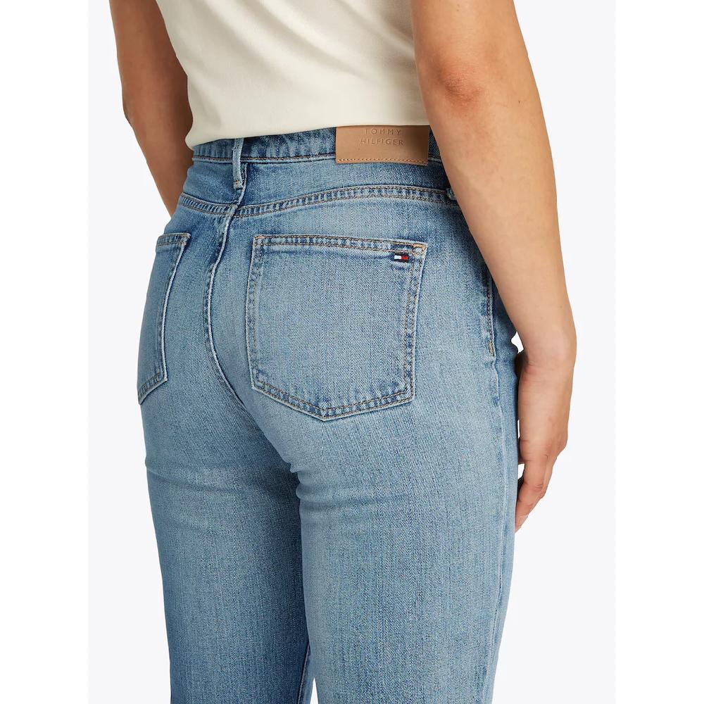 Tommy Hilfiger Bootcut-Jeans »Bootcut Regular Waist« mittlere normale Leibhöhe mit Bügelfalten mit Nieten Große Rabatte
