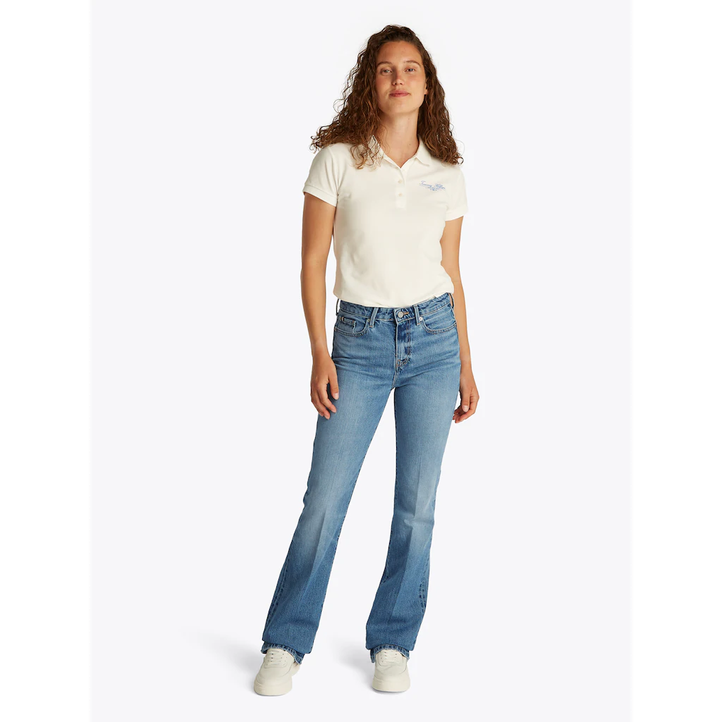 Tommy Hilfiger Bootcut-Jeans »Bootcut Regular Waist« mittlere normale Leibhöhe mit Bügelfalten mit Nieten Große Rabatte
