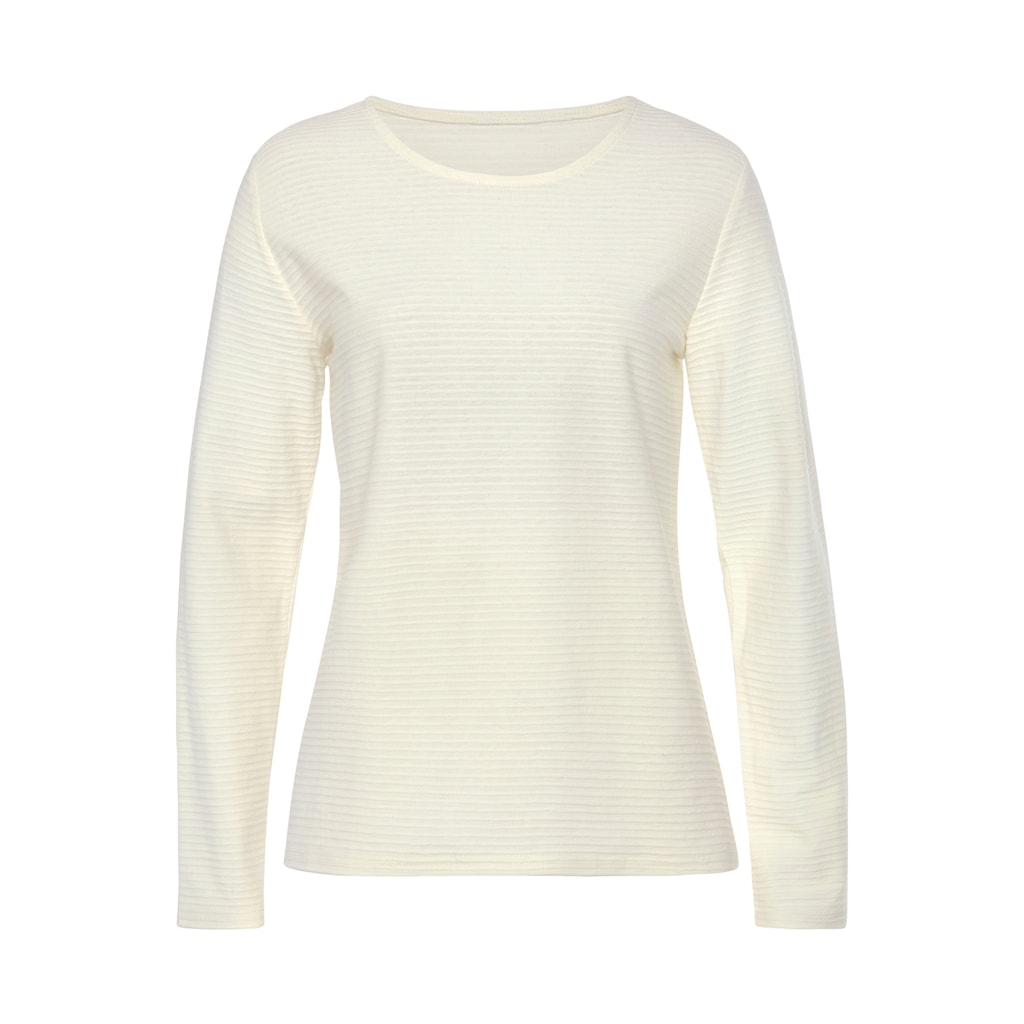 LASCANA Langarmshirt »mit Streifenstruktur« aus weicher Baumwoll-Qualität Bis zu 65% Rabatt