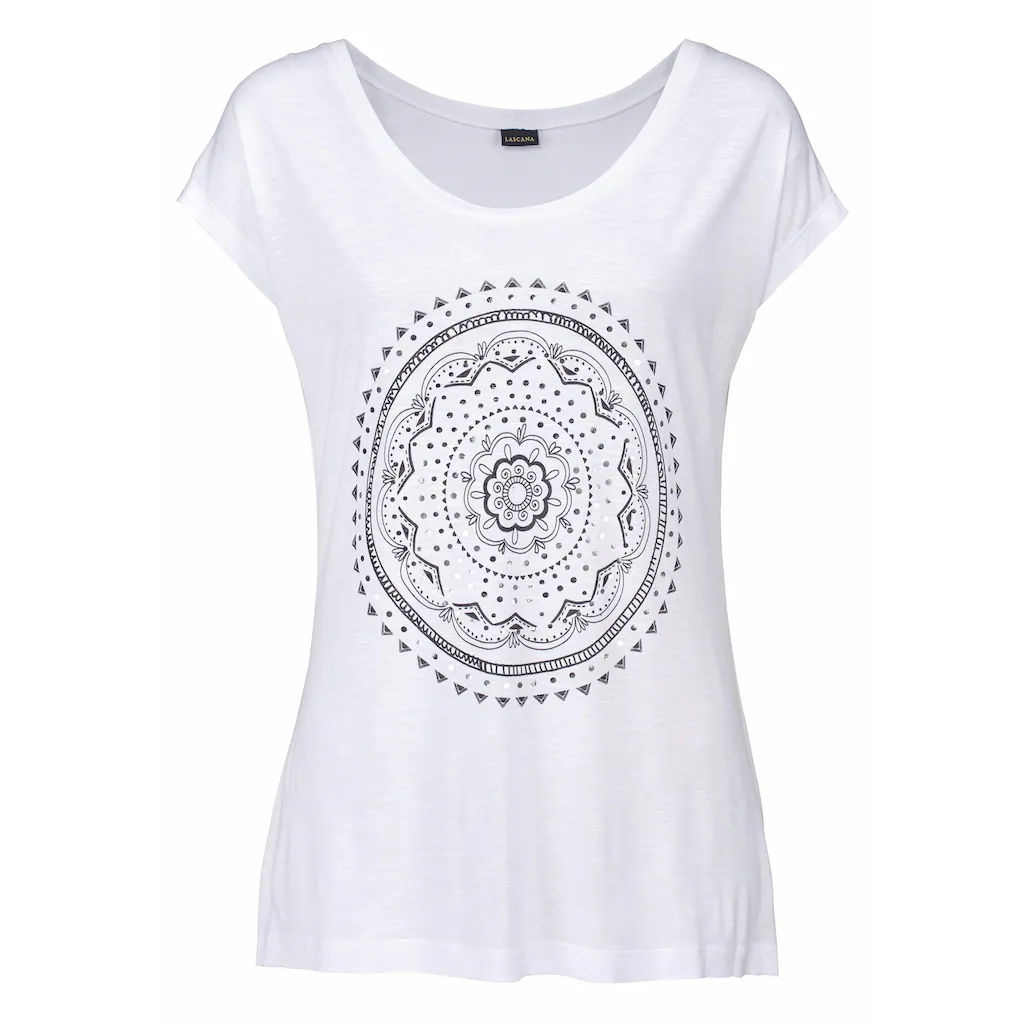 LASCANA Strandshirt mit Print und glänzendem Effekt Ethno-Look casual Kostenloser Versand international