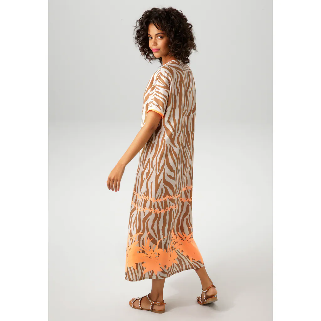 Aniston CASUAL Sommerkleid mit Zebrastreifen und extravagantem Bordüren-Druck - NEUE KOLLEKTION Rabatte dieses Monats