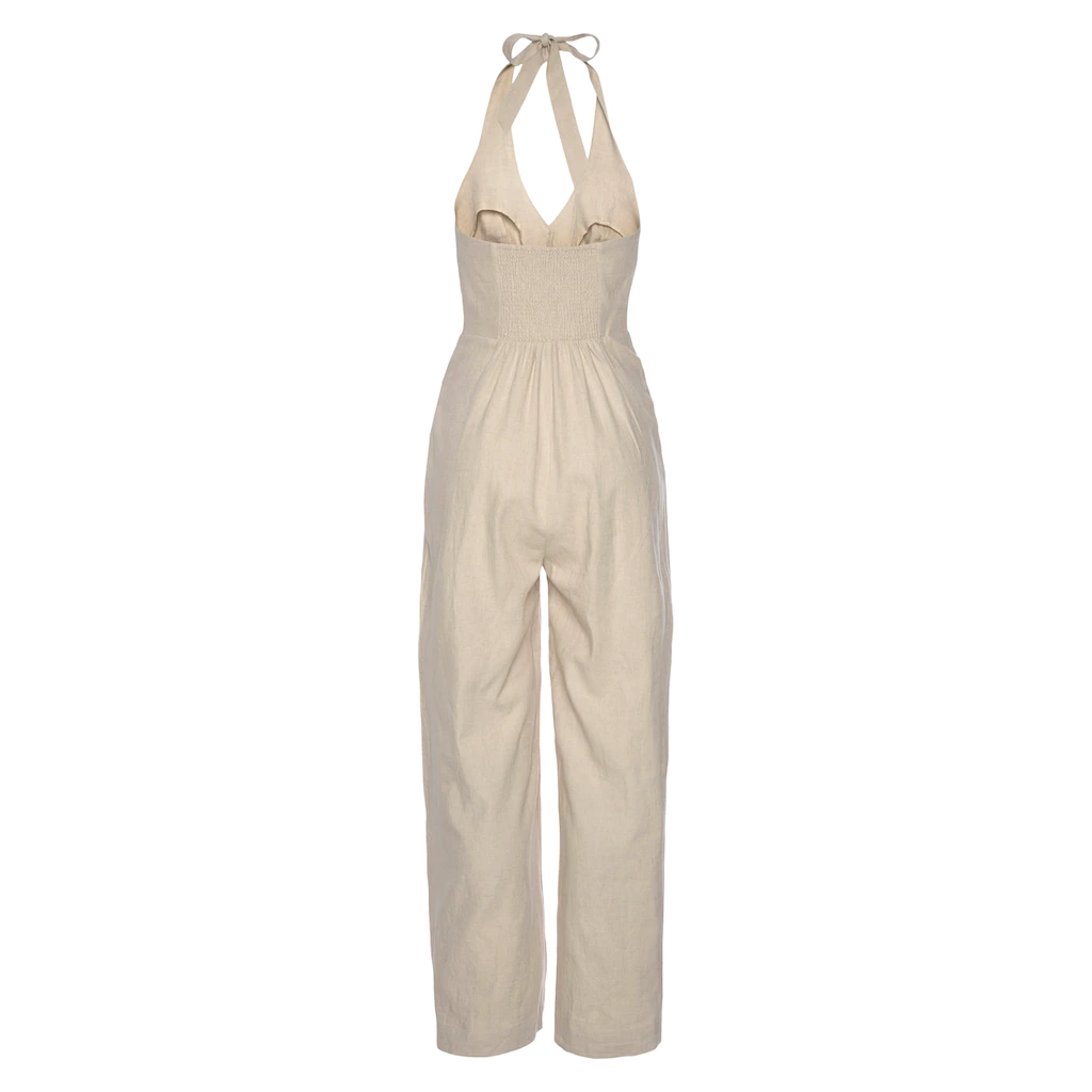 LASCANA Neckholder-Overall aus Leinen-Mix sommerlicher Jumpsuit mit weitem Bein Hotsell