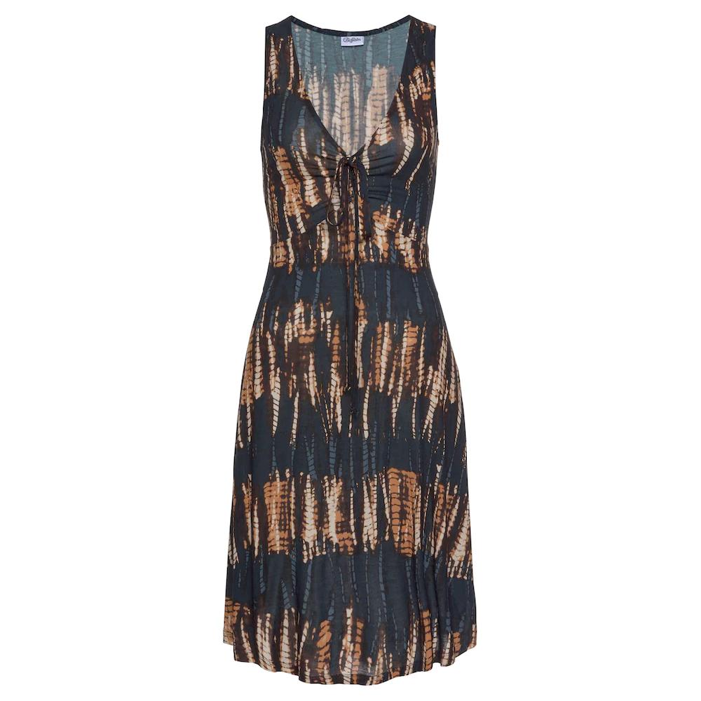 Buffalo Jerseykleid mit Alloverdruck und Bindeband Trägerkleid Strandkleid sommerlich Kostenloser Versand