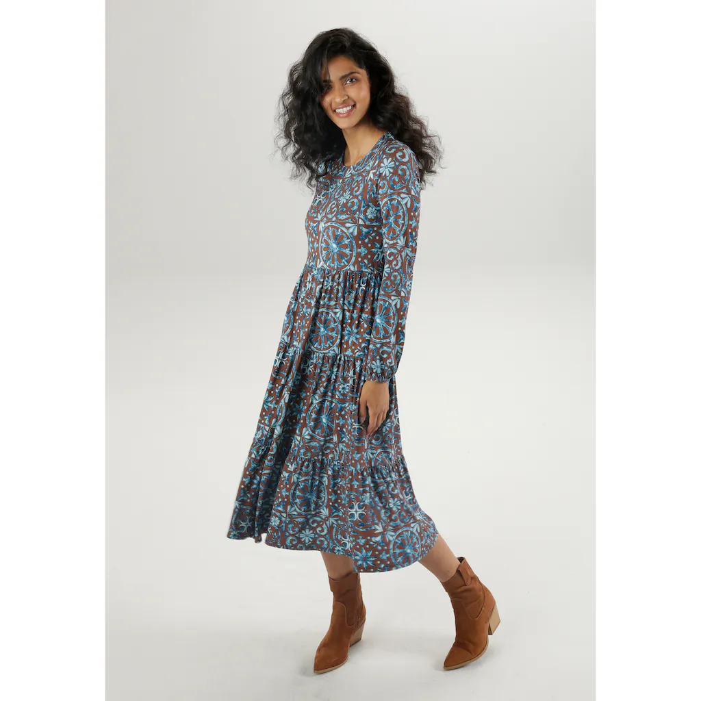 Aniston CASUAL Jerseykleid mit extravaganten Druck - jedes Teil ein Unikat Black Friday
