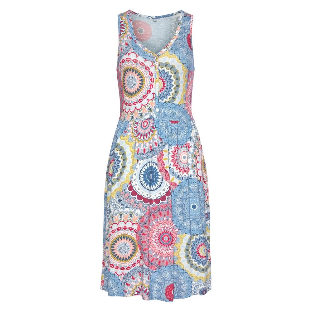 Vivance Jerseykleid mit Alloverdruck und V-Ausschnitt farbenfrohes Sommerkleid Cyber Monday