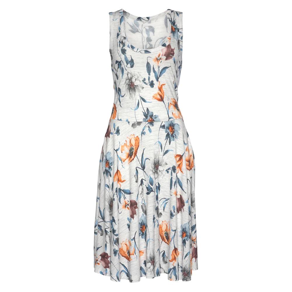 Vivance Jerseykleid mit Blumendruck und schwingendem Rock Sommerkleid Strandkleid Exklusive Angebote
