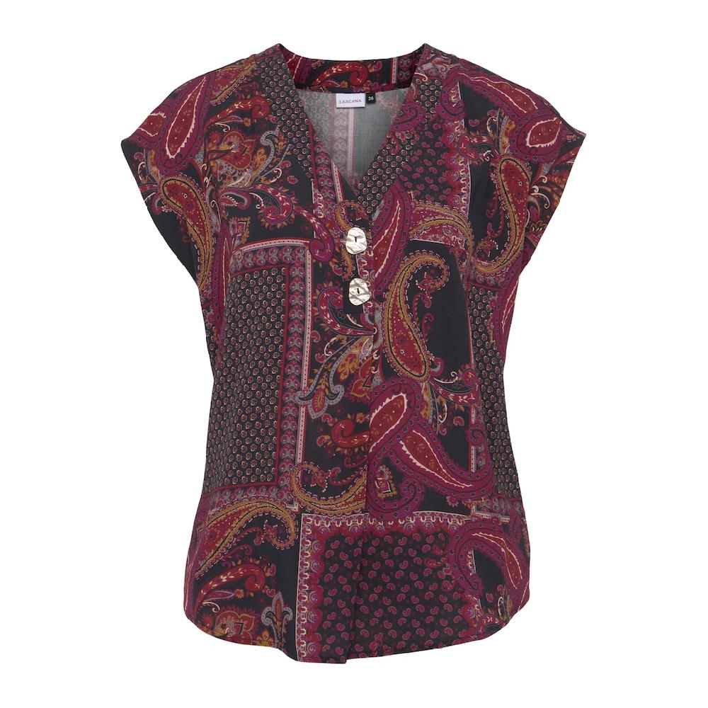 LASCANA Schlupfbluse mit modischen Knöpfen Paisleymuster Damenbluse Blitzangebot