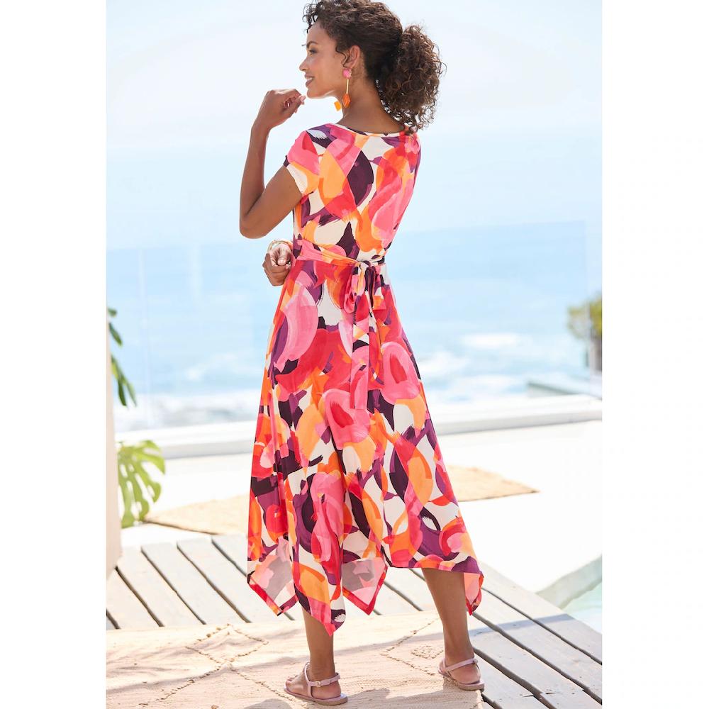 Vivance Midikleid mit Alloverdruck luftiges Sommerkleid in Wickeloptik Strandkleid JETZT KAUFEN