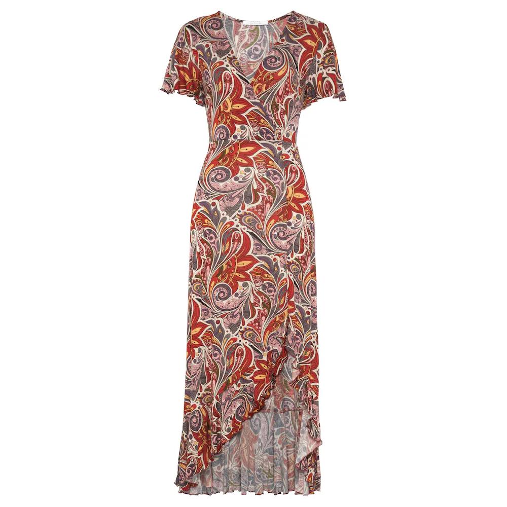 LASCANA Maxikleid mit Paisleydruck Schlitz und Volant Flügelärmel Druckkleid zollfrei
