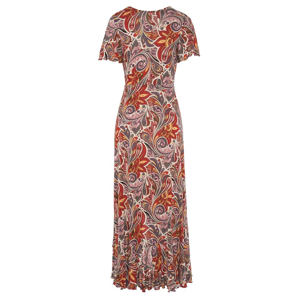 LASCANA Maxikleid mit Paisleydruck Schlitz und Volant Flügelärmel Druckkleid zollfrei
