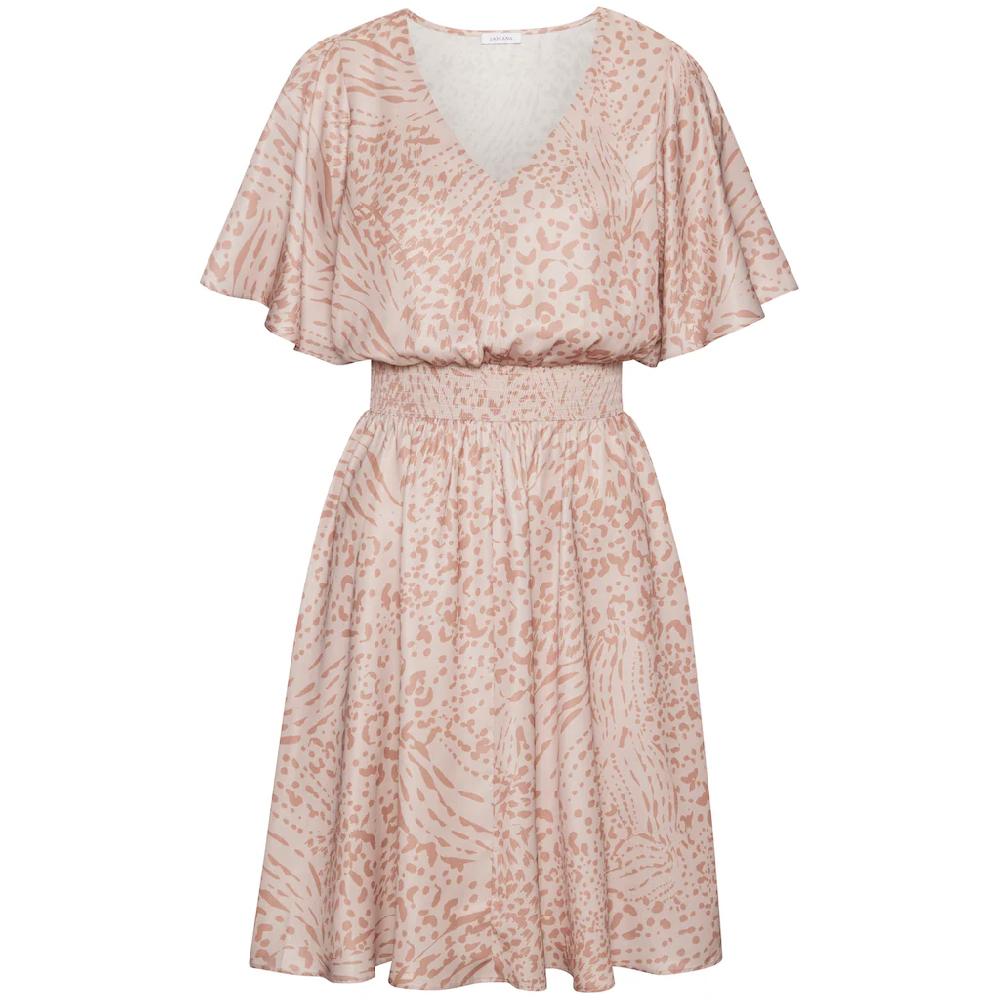 LASCANA Sommerkleid mit Animalprint und Fledermausärmeln Satinoptik elastisch Online Outlet