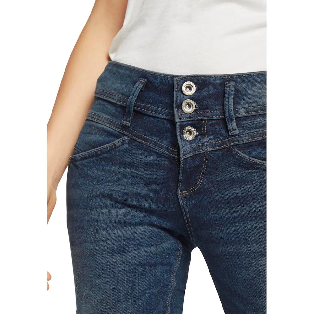 TOM TAILOR Slim-fit-Jeans »Alexa Slim« mit Knopfleiste und dekorativ gesteppter Passe Tiefpreis