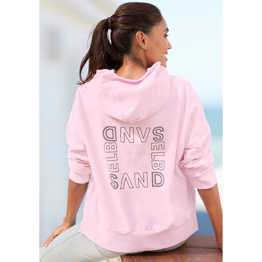 Elbsand Kapuzensweatshirt mit großem Logodruck auf dem Rücken bequemer Hoodie aus Baumwolle Wochenangebot