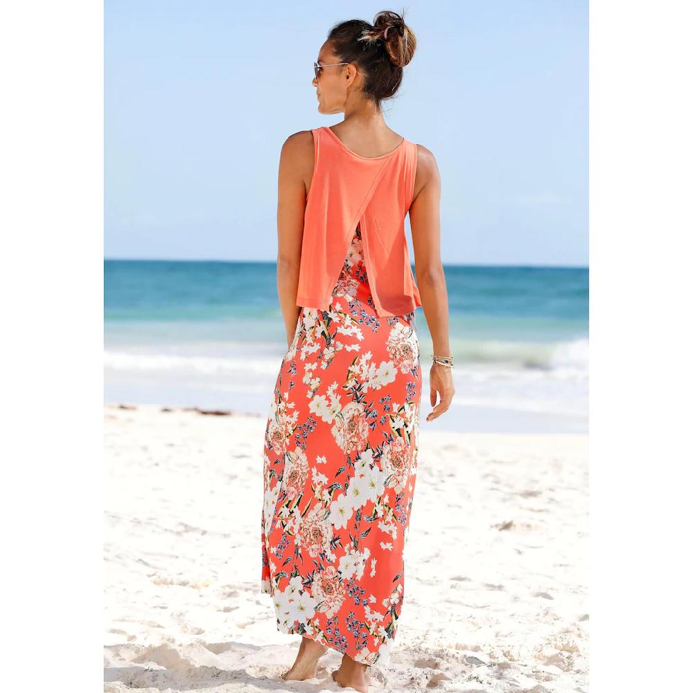 s.Oliver Maxikleid im Lagen-Look mit Blumenprint Sommerkleid Strandkleid Begrenzte Freigabe