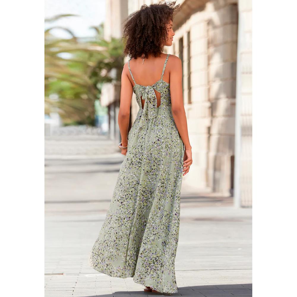 LASCANA Maxikleid aus gewebter Viskose Cut-Out am Rücken Chiffon-Qualität Sommerkleid Neueste Stile