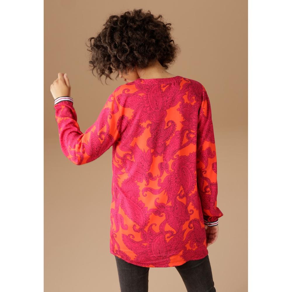 Aniston CASUAL Schlupfbluse mit farbenfrohem großflächigem Ornament-Druck Begrenzt auf 3 Tage