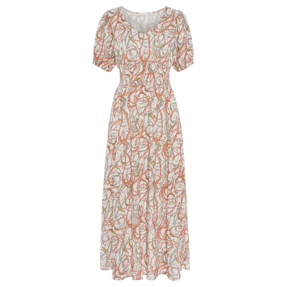 LASCANA Maxikleid mit Alloverdruck und V-Ausschnitt Sommerkleid Strandkleid Fabrikverkauf
