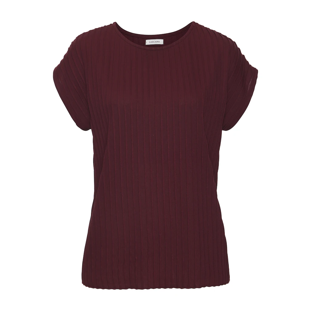 LASCANA Kurzarmshirt mit Biesenstruktur bügelfreies T-Shirt aus moderner Strukturware Kostenloser Versand