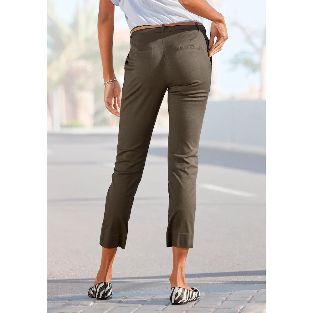 Vivance Chinohose (mit Gürtel in Lederoptik) in klassischer Basic-Form Stoffhose Business-Look Fabrikpreis