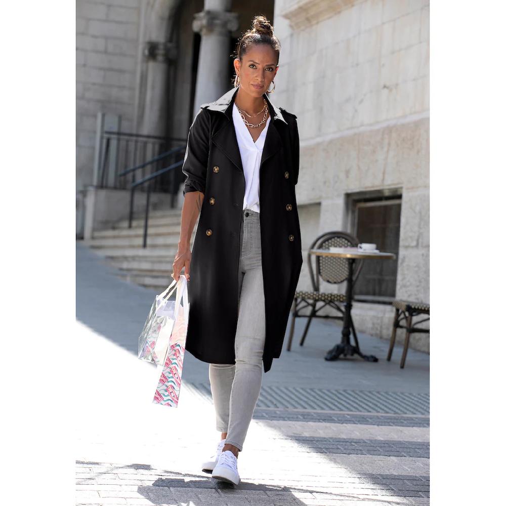 LASCANA Trenchcoat (mit Bindegürtel) zum Regulieren leichter Damenmantel ohne Futter casual-chic Exklusivangebot