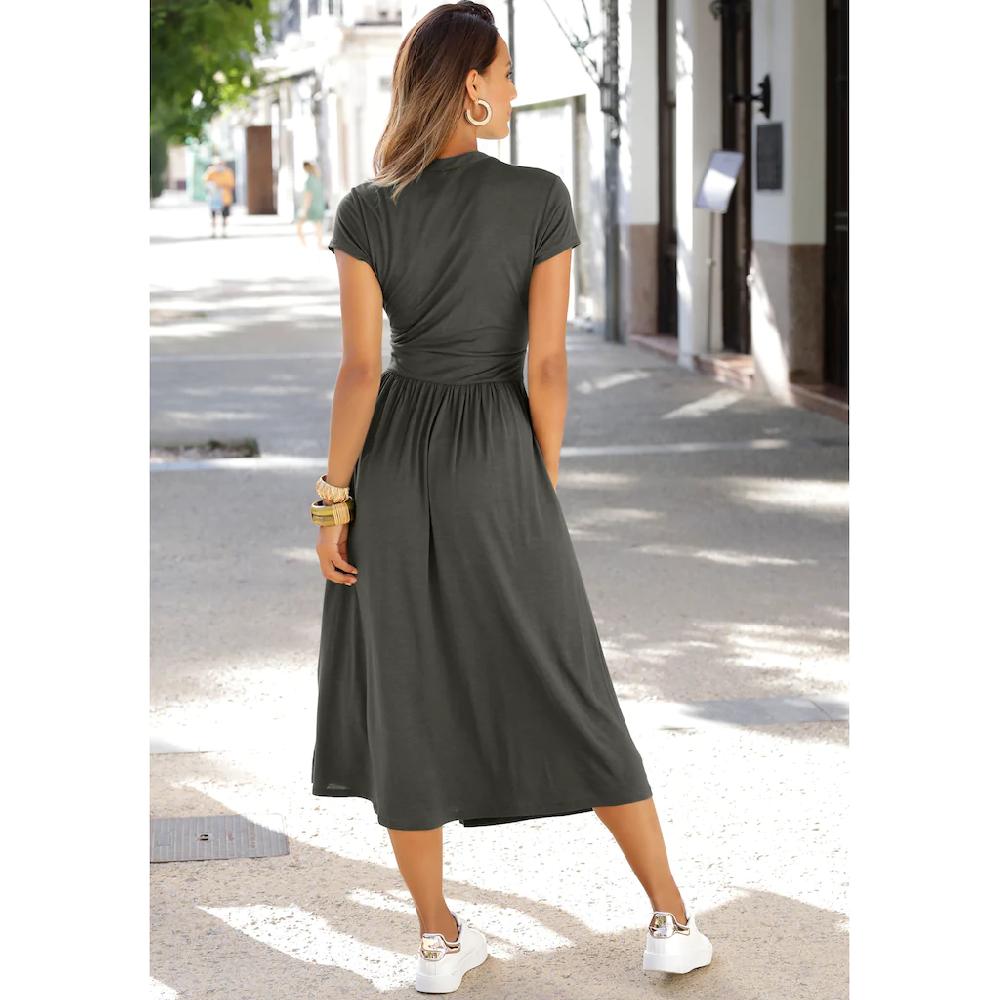 LASCANA Midikleid mit Reißverschluss am Ausschnitt figurbetont sportlich-elegant Lagerräumung