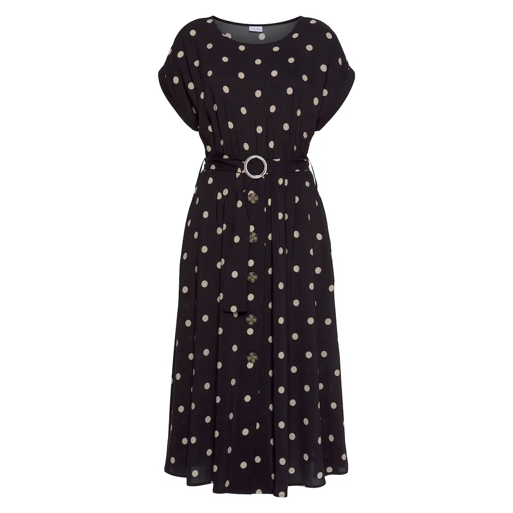 LASCANA Midikleid (mit Gürtel) mit Punktedruck und Taschen Sommerkleid Neuheiten