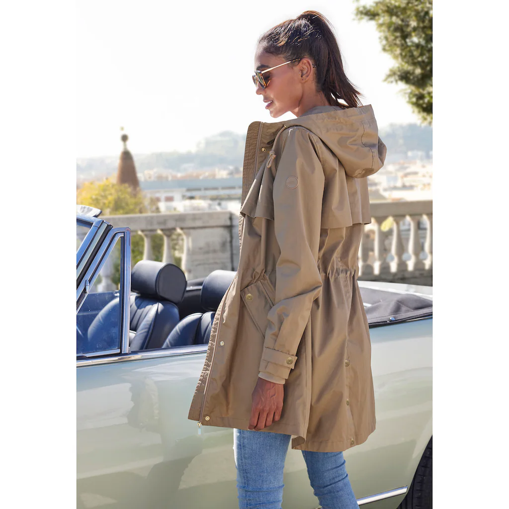 French Connection Outdoorjacke mit Kapuze Saumschlitz mit Druckknöpfen auf der Rückseite Kauf eins, bekomm eins gratis